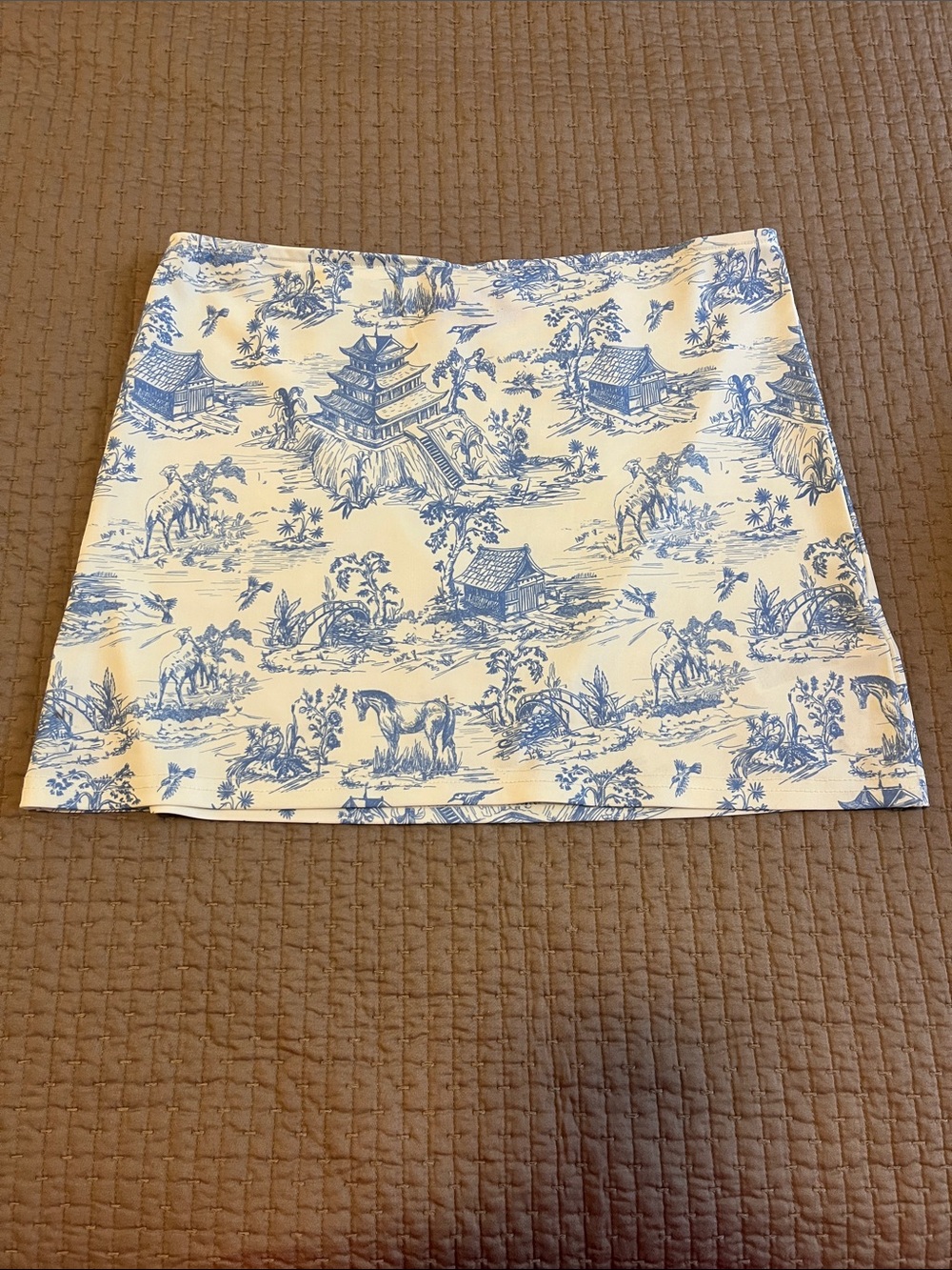 Blue & White Toile Mini Skirt - Edikted